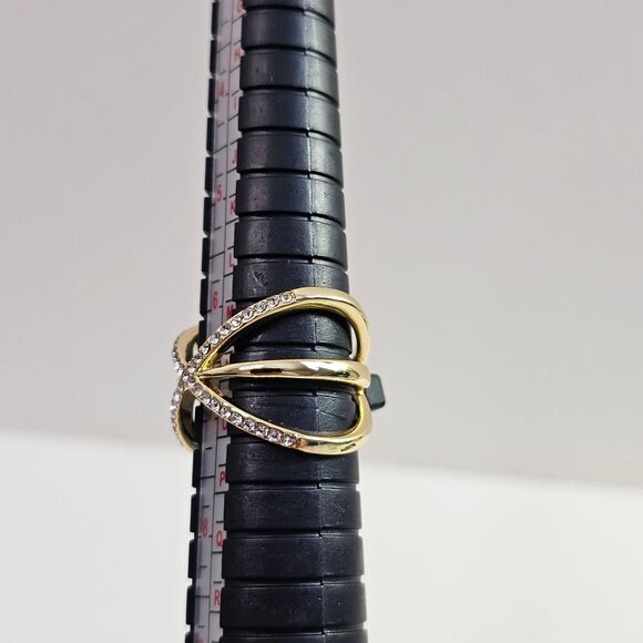 I.N.C. International Concepts Gold Tone Rhinestone Cross Ring Size 7 New Without - Picture 4 of 5